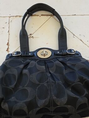 Coach Black Signature Jacquard Shoulder Bag with Turnlock